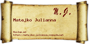 Matejko Julianna névjegykártya